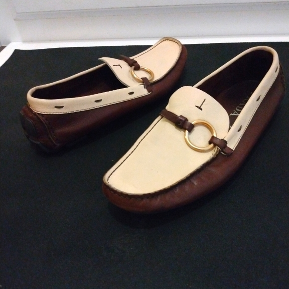 Prada Two Tone Leather Loafers - Picture 1 of 9